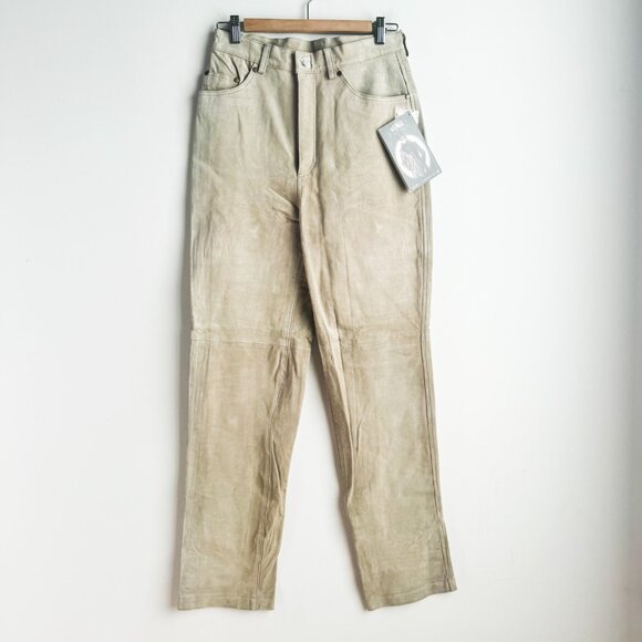 Nuage Light Beige Suede Straight Leg Jeans Pants 12 NWT - Picture 1 of 5